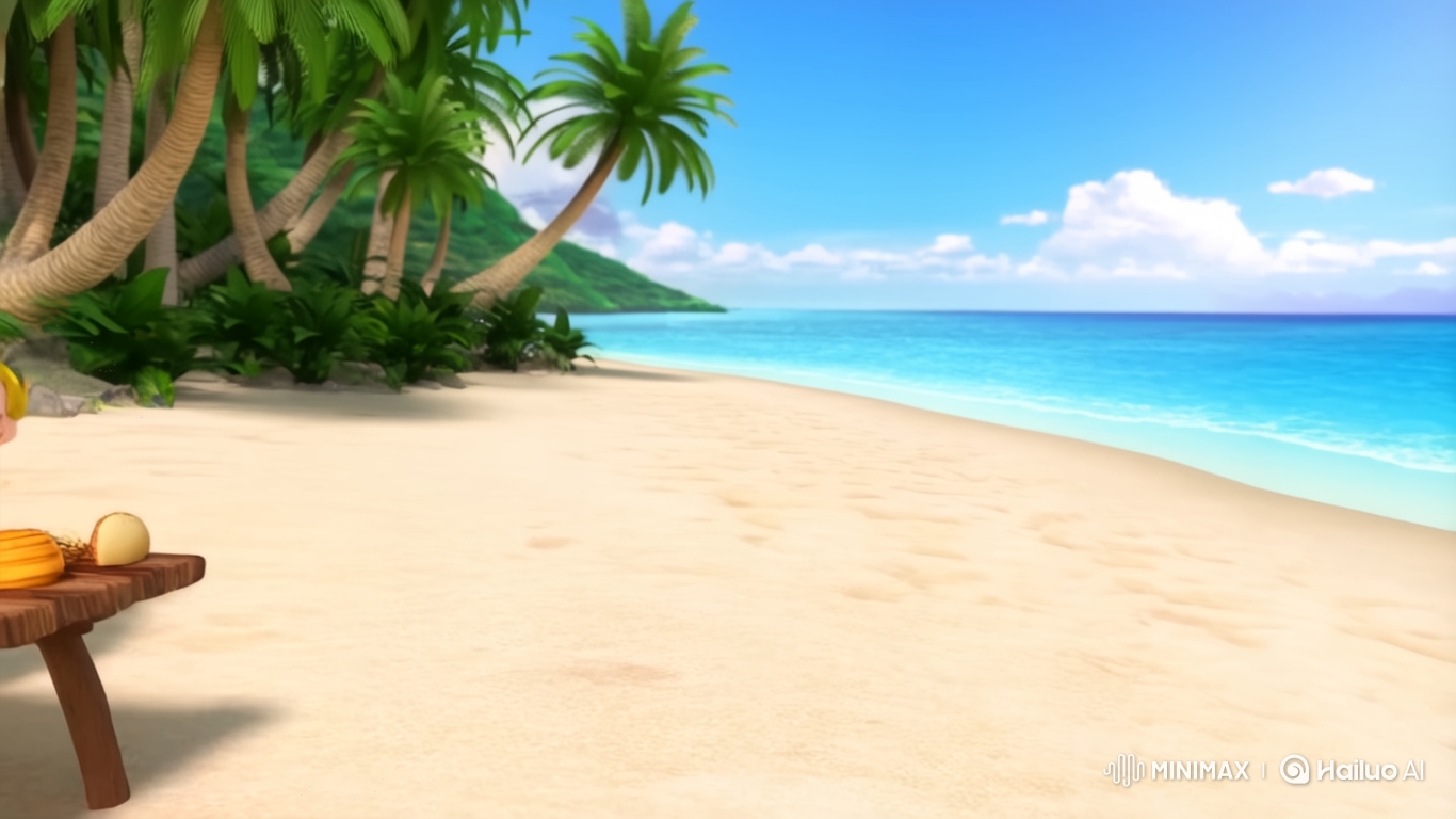 Chibi Family's Tropical Feast on a Studio Ghibli Beach