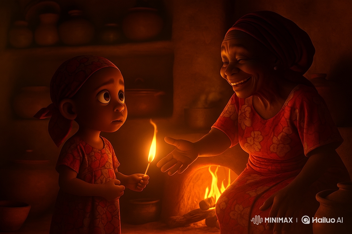 Young Girl and Elderly Woman Share a Tender Moment