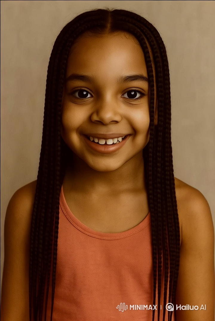 Animated Portrait: Cheerful Girl in Warm Studio Setting