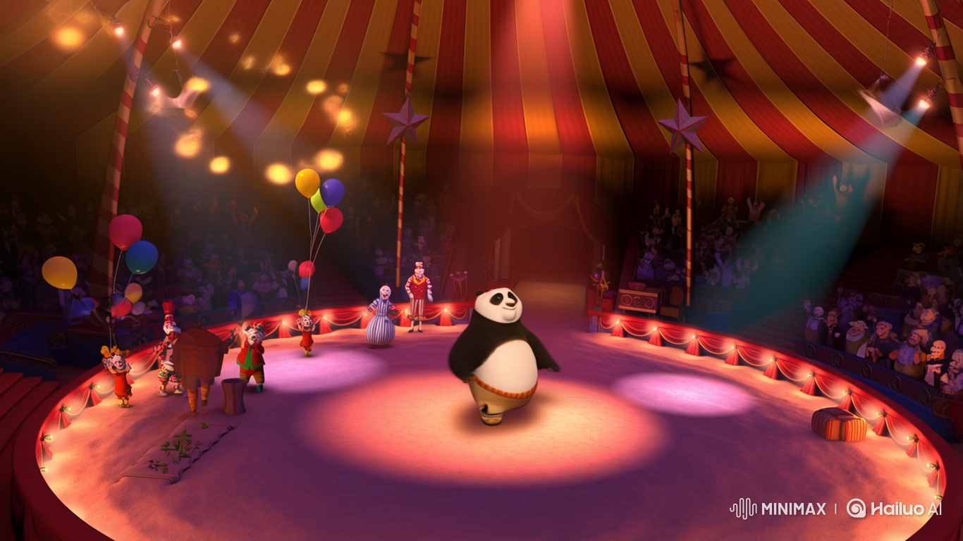 Adorable Panda Delights Audience in Circus Performance