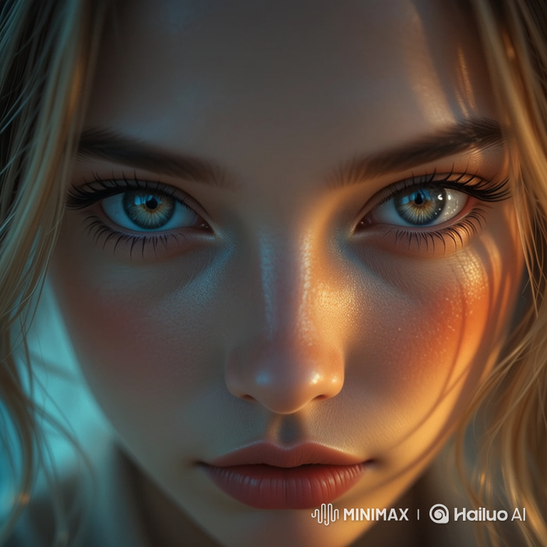 Romantic Close-Up of a Woman's Gazing Eyes
