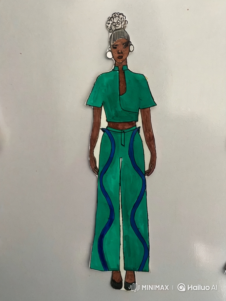 Confident Black Female Model Catwalks in Vibrant Outfit