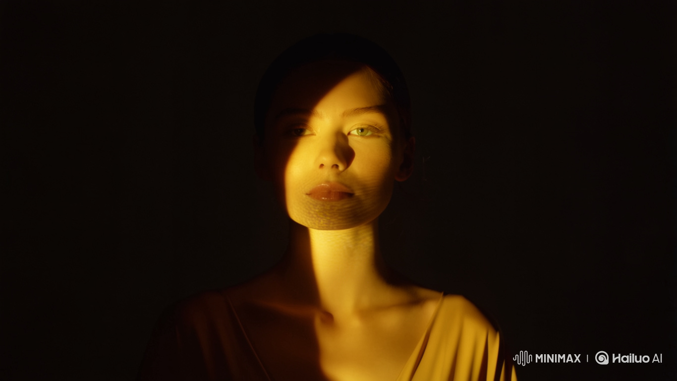 Slow-Motion Fashion Model with Iridescent Spotlight