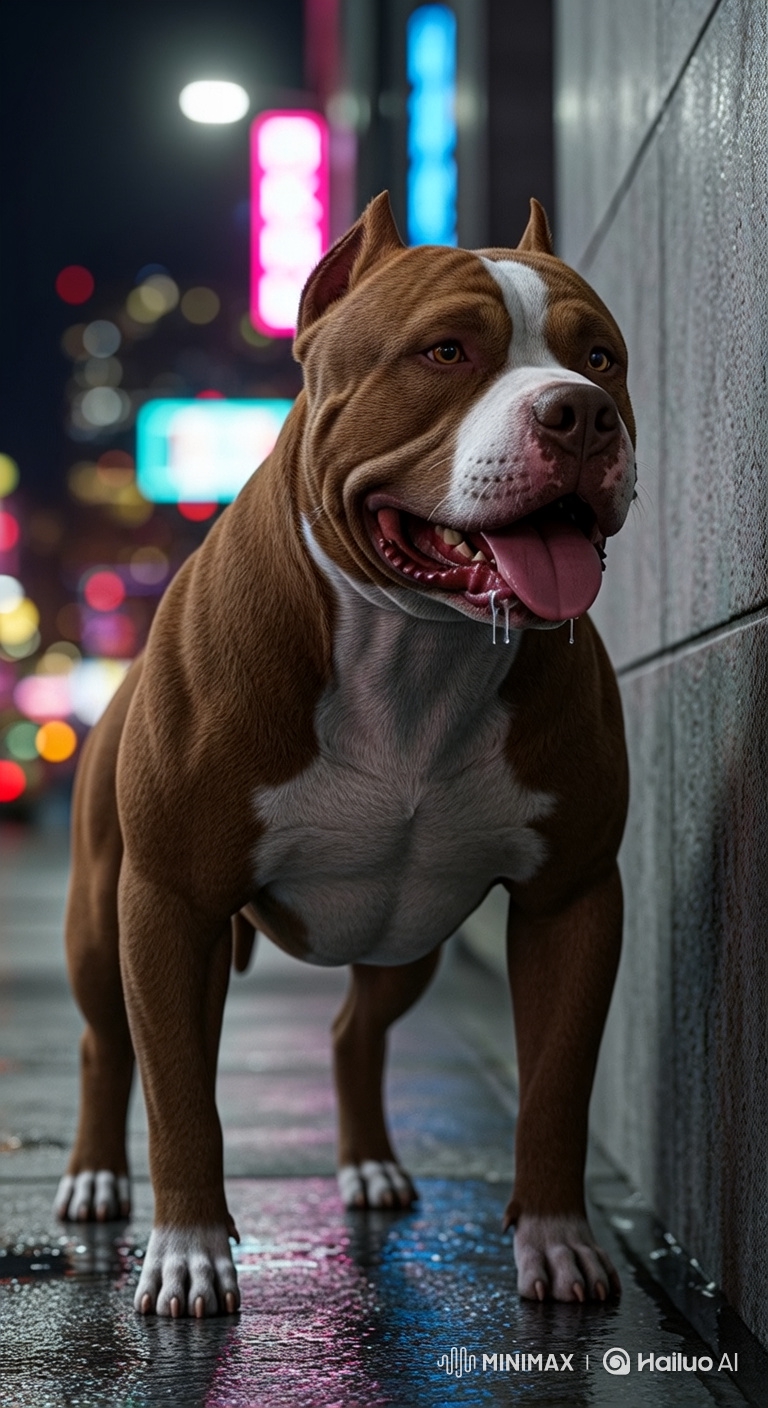 Urban Noir Pitbull: Silent Watch on Neon Streets