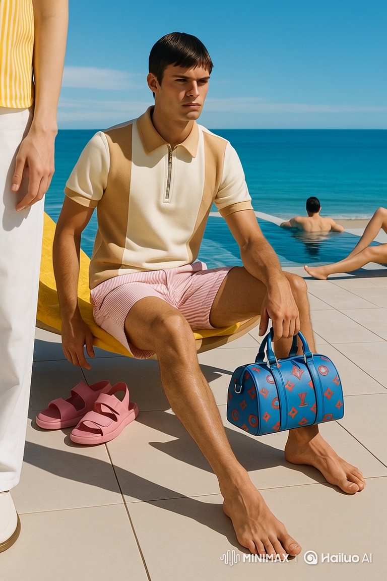 Male Model Showcases Fashion by Infinity Pool