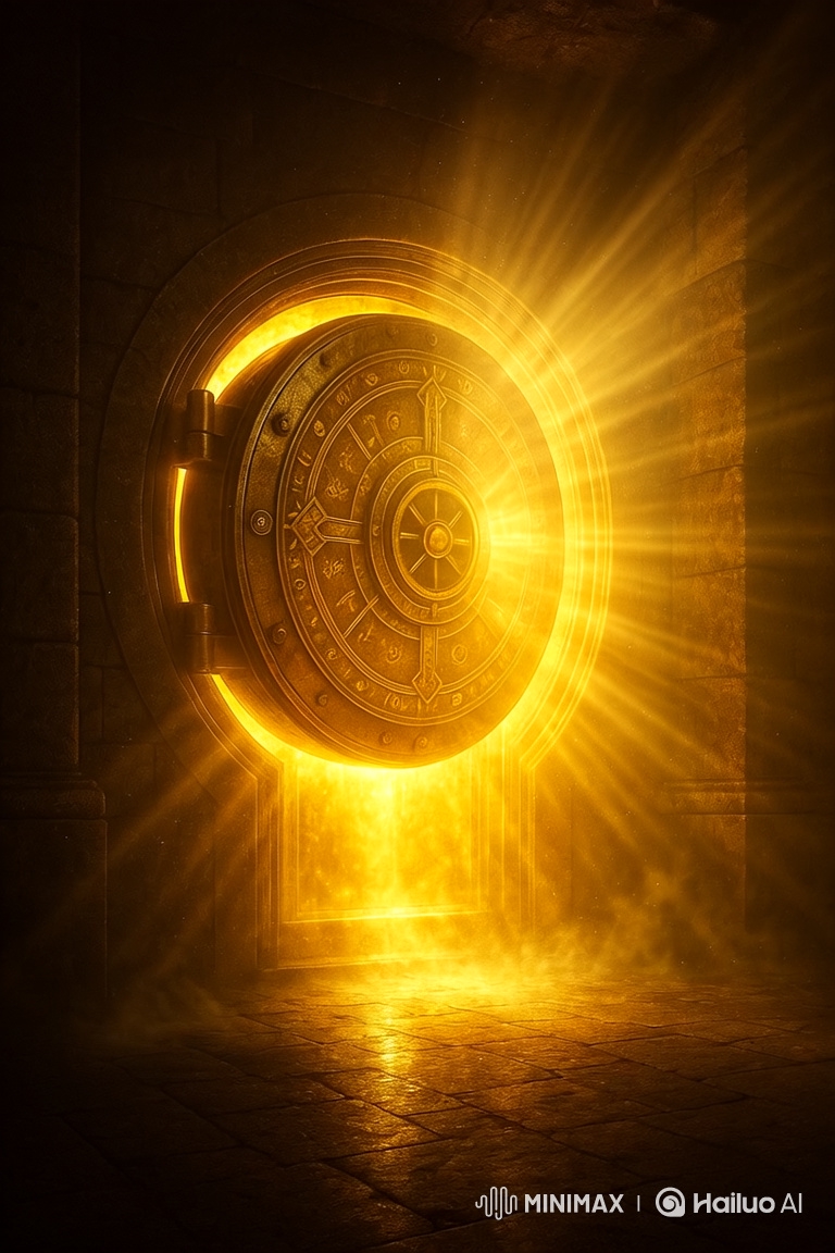 Mystical Vault Door Opens, Revealing Radiant Light