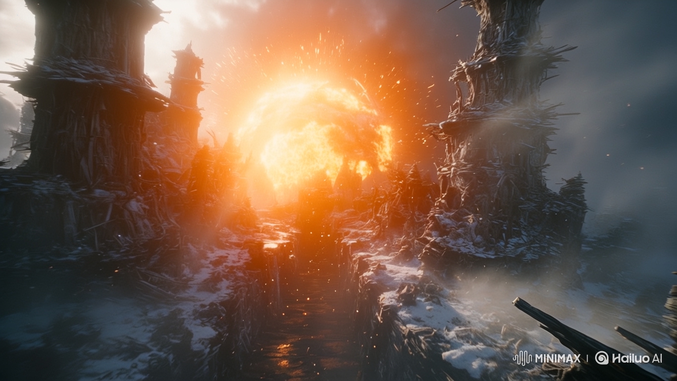 Destruction of a City by a Magical Storm and Energy Plague