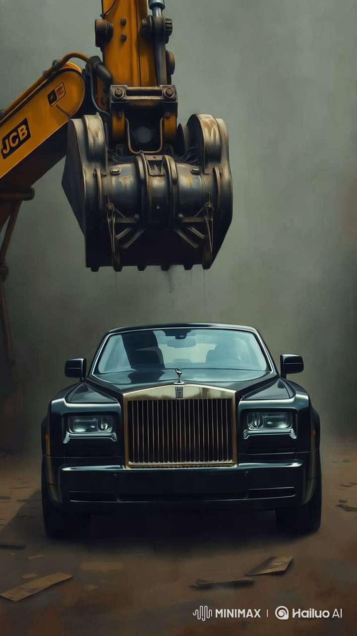 Luxury Car Buried by Construction Machinery
