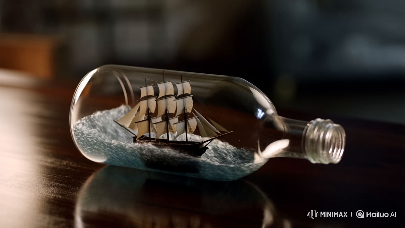 Storm-Tossed Bottle Ship Lights Up Dark Surface