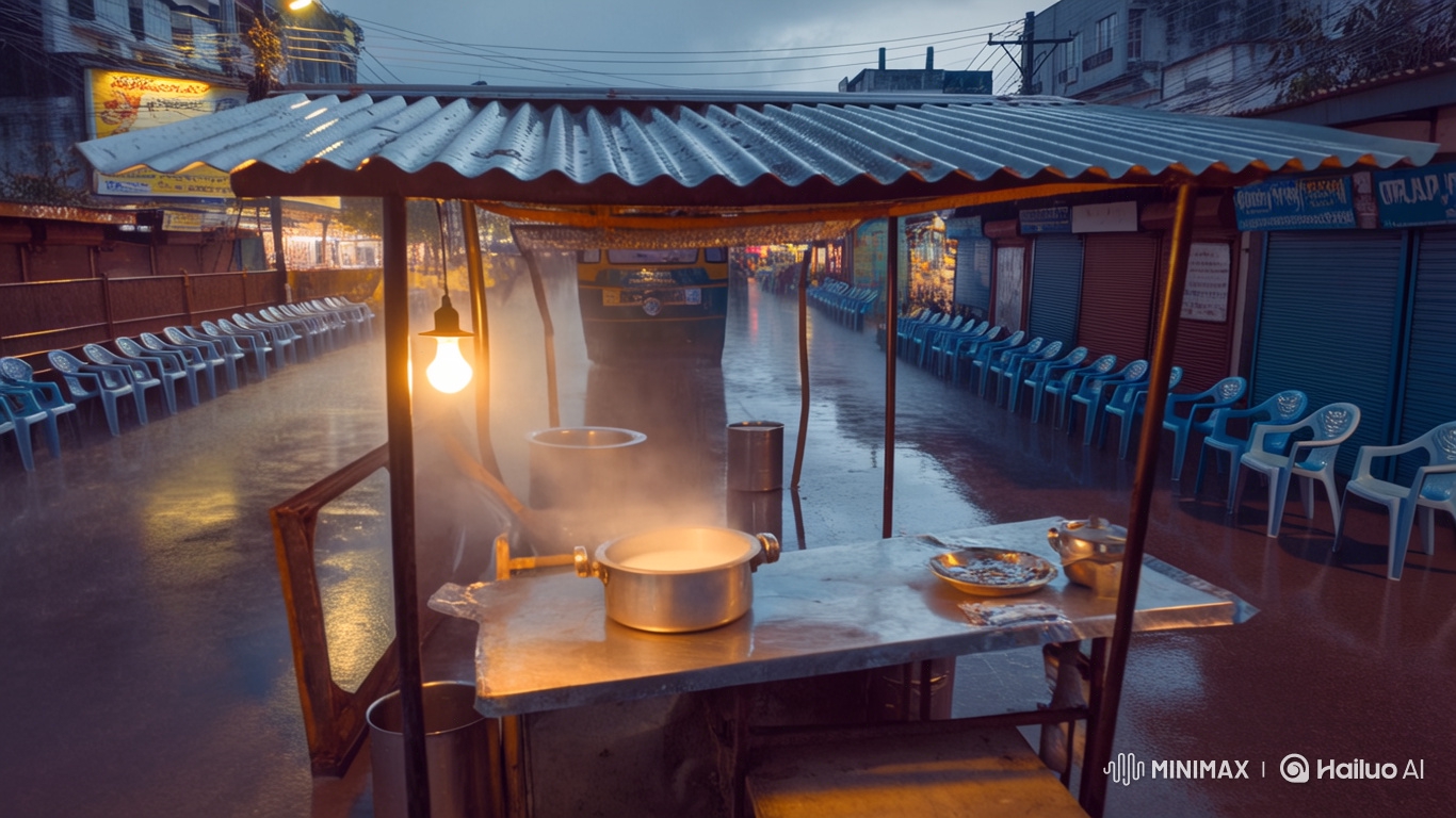 Monsoon Transformation: From Quiet Chai Stall to Vibrant Night City
