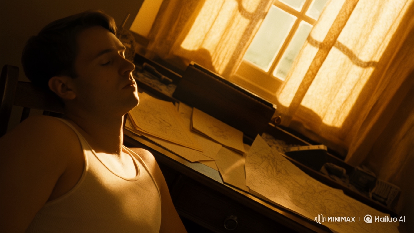 Poetic Moment: Man in Sunlit Room with Cigarette