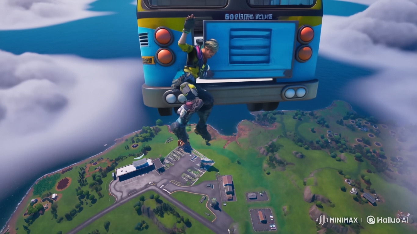 Fortnite Player Plummets from Battle Bus to Gas Station