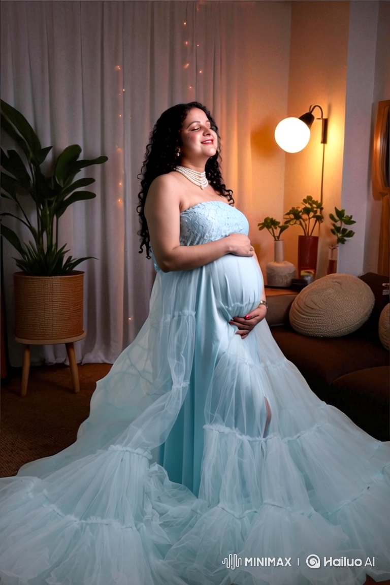 Pregnant Woman in Serene Bohemian Room - Ethereal Beauty