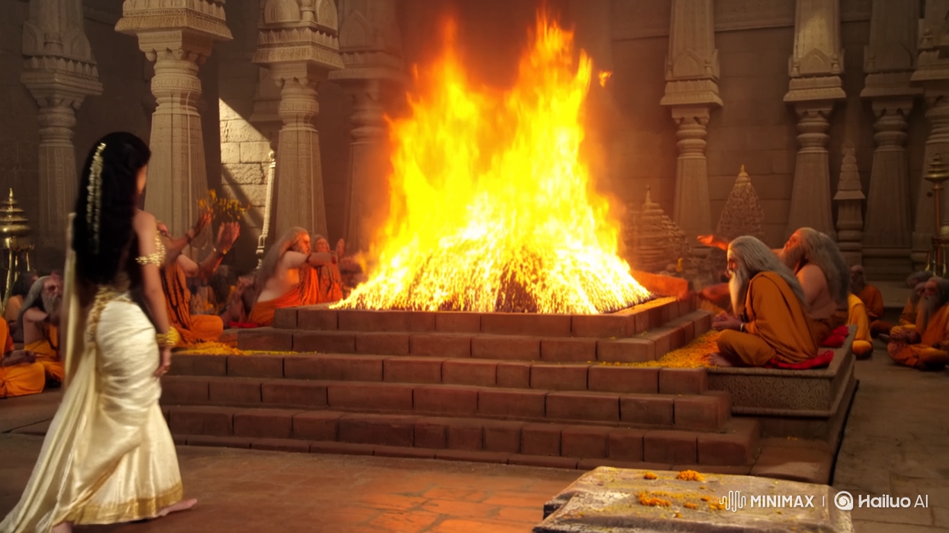 Goddess Sita Undergoes Agni Pariksha in Ancient Temple
