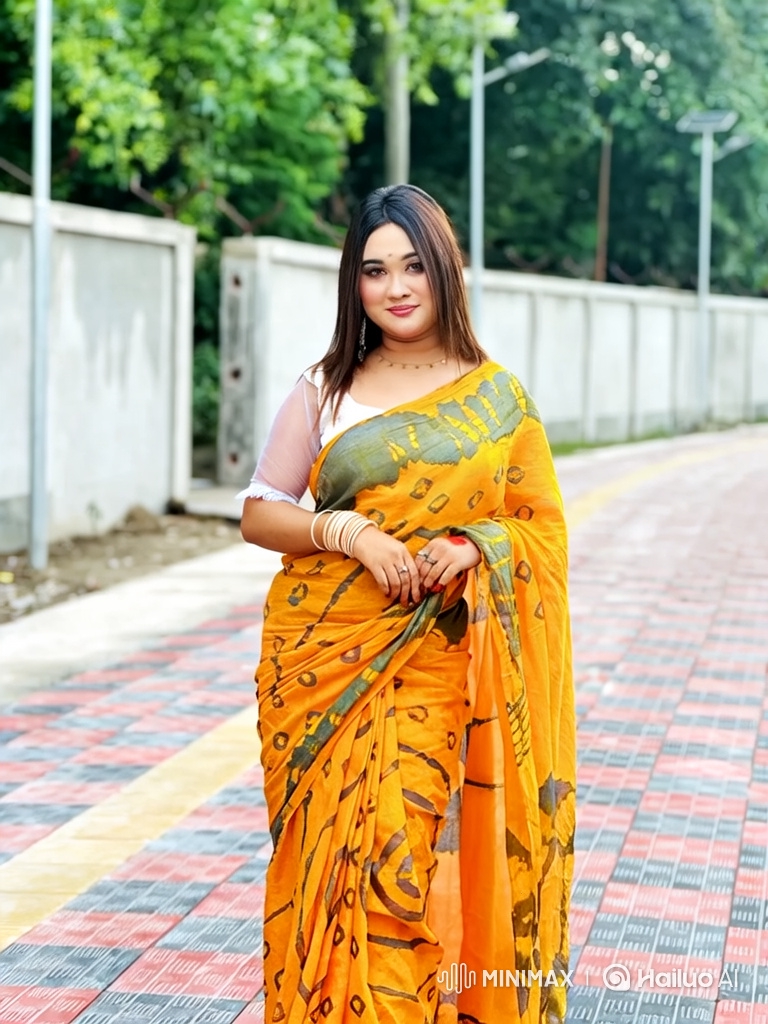 Young Woman in Traditional Dress, Man Drives Porsche in City