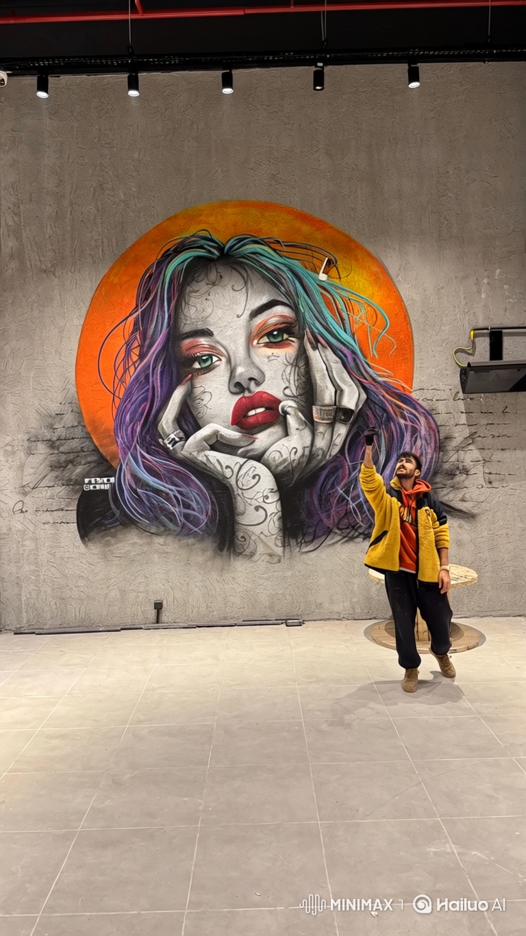 Cinematic Explosion of Colorful Graffiti Mural