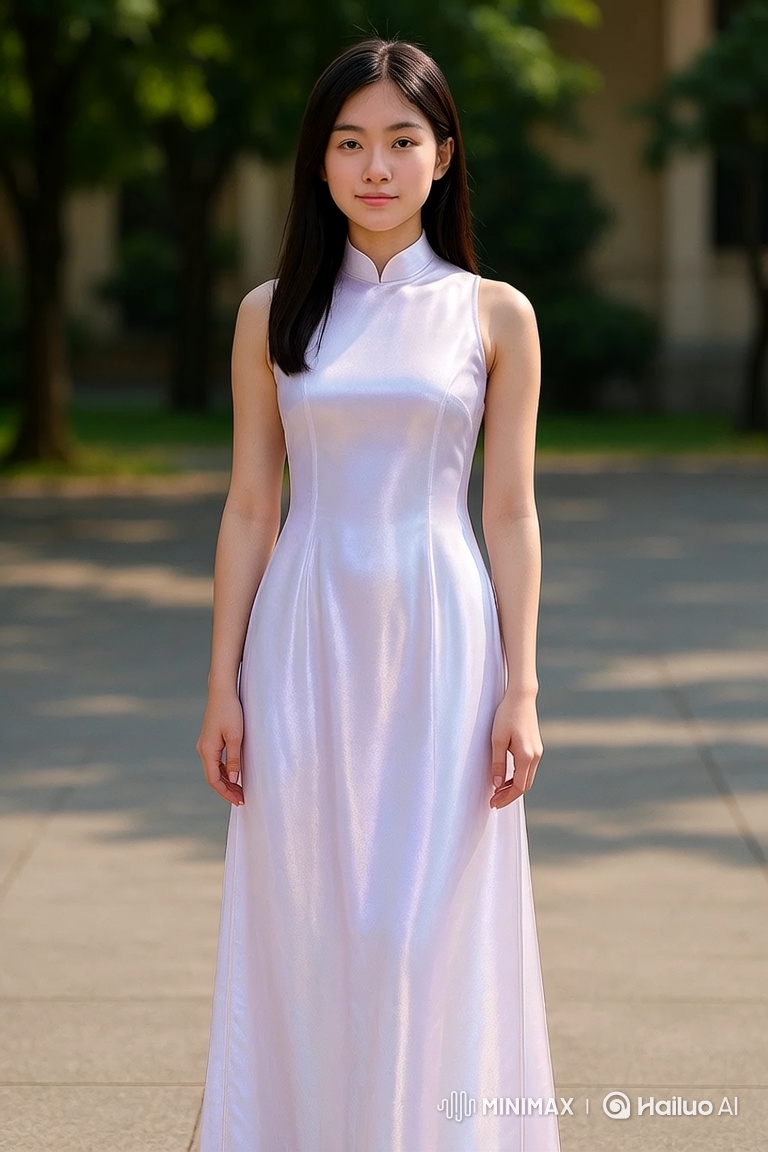 Young Woman in White Dress Showcases Graceful 360-Degree Turn