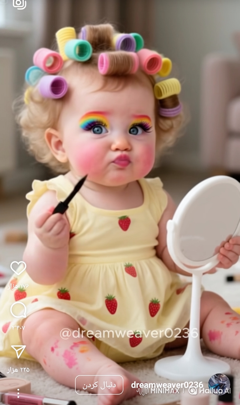Baby Girl Poses Playfully with Makeup
