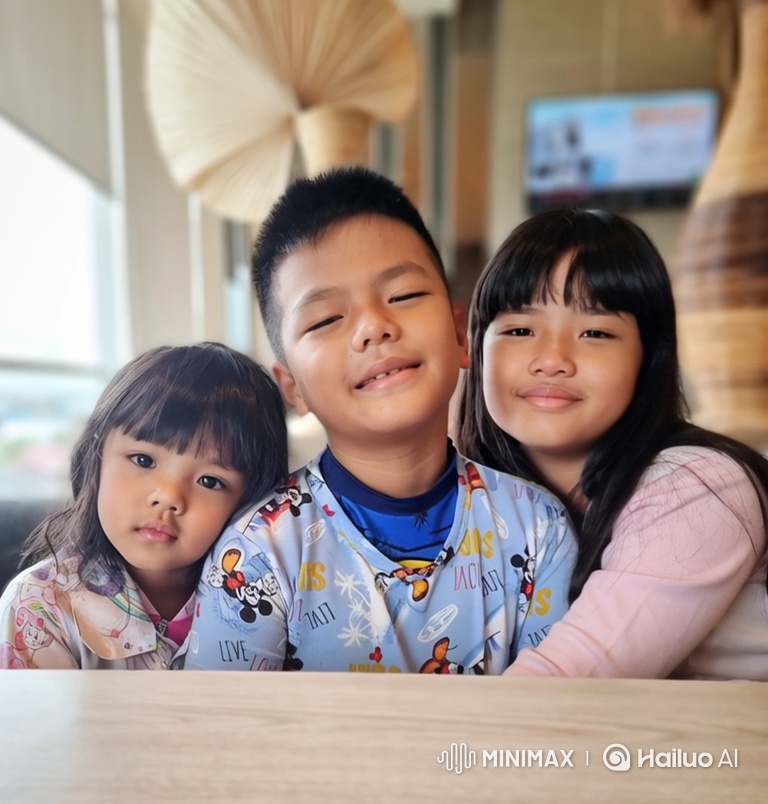 Intimate Family Moment: Siblings at Cozy Table