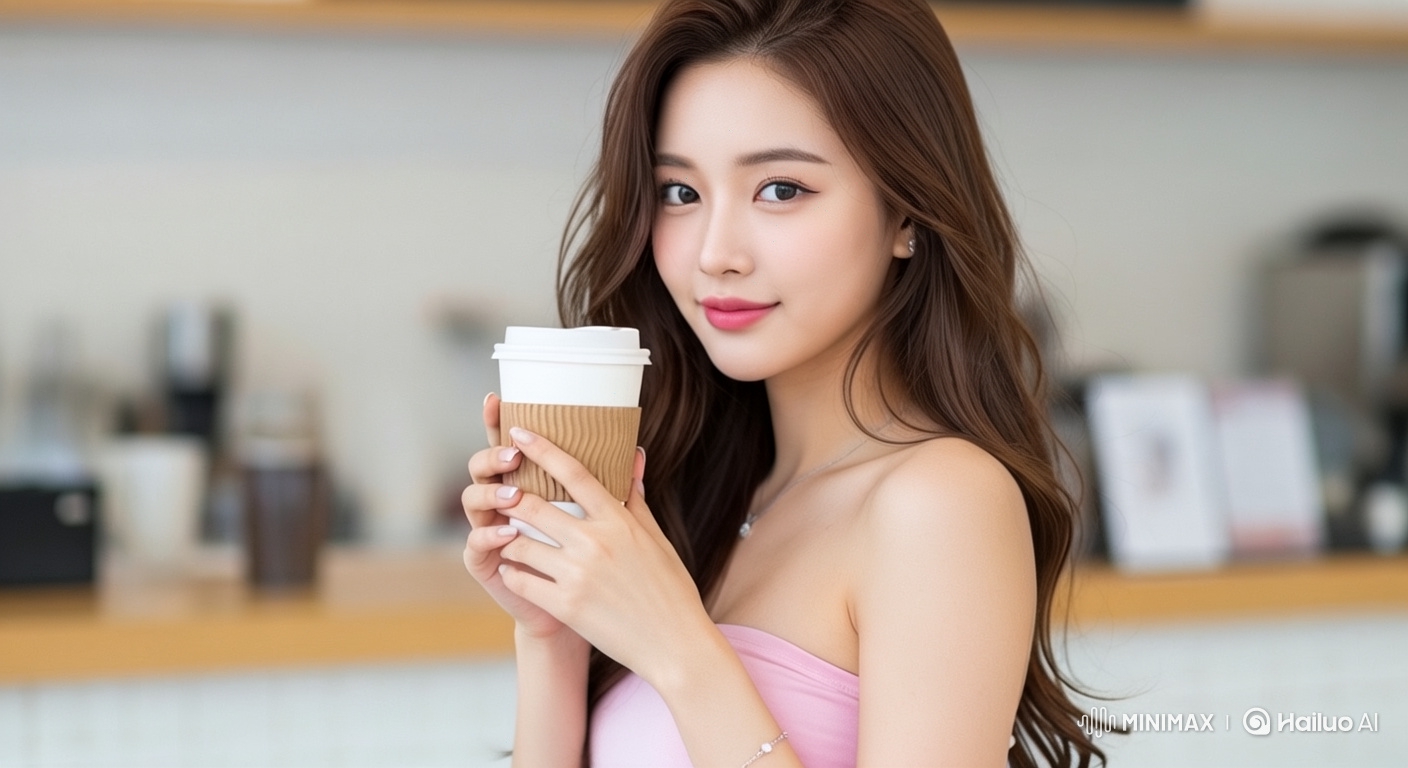 Cinematic Study of a Young Woman's Graceful Movement in a Café