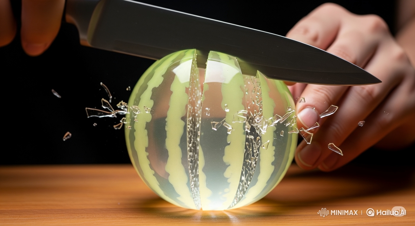 Slow-Motion Glass Watermelon Slicing Artistry