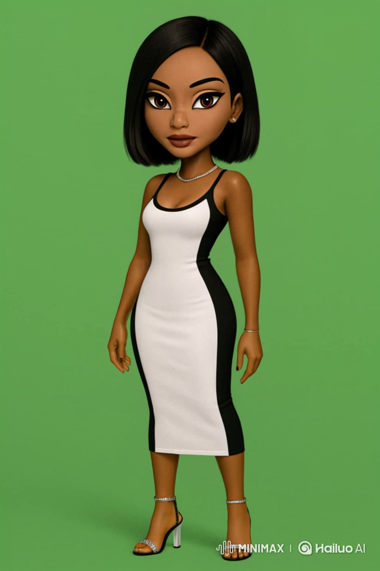 Stylized Woman in Chic Dress Walks Gracefully