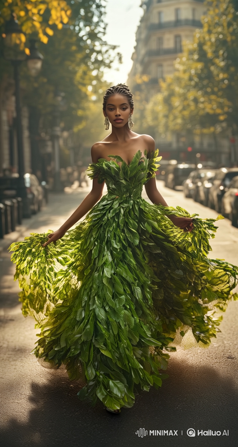 Magical Transformation: Woman's Leaf Gown Turns to Lilies