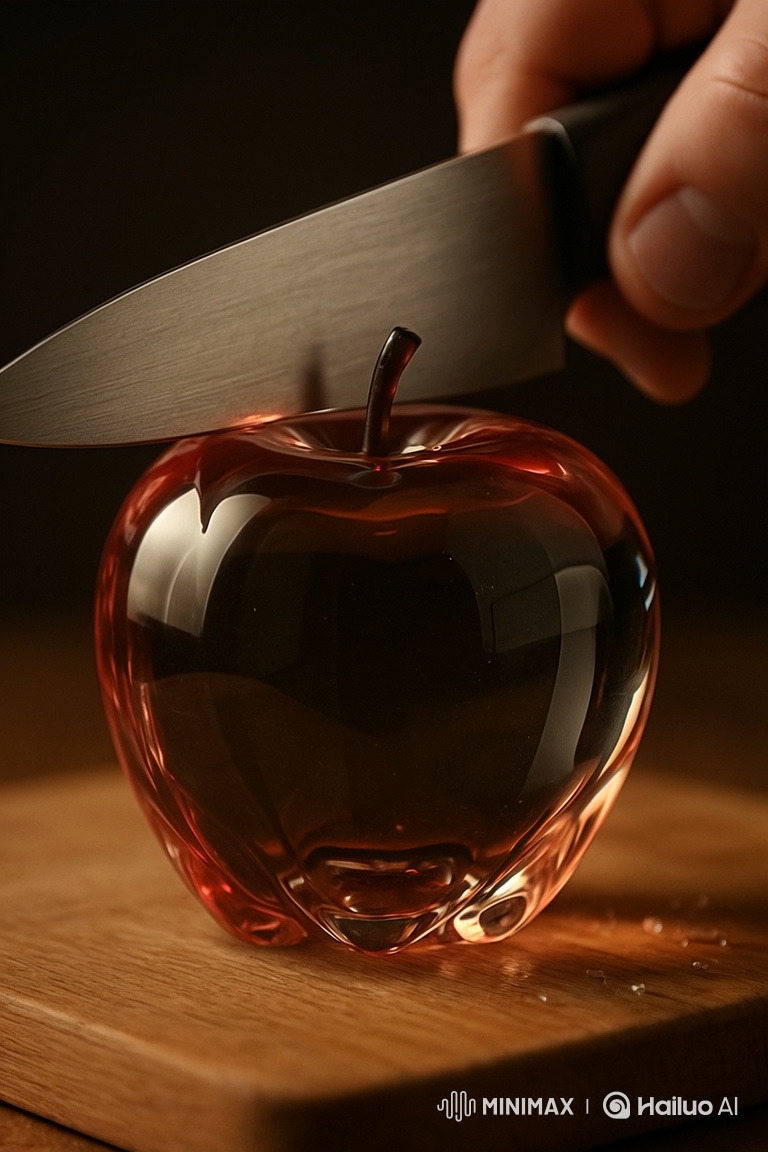 Glass Apple Sliced in Slow Motion with Stunning Visuals