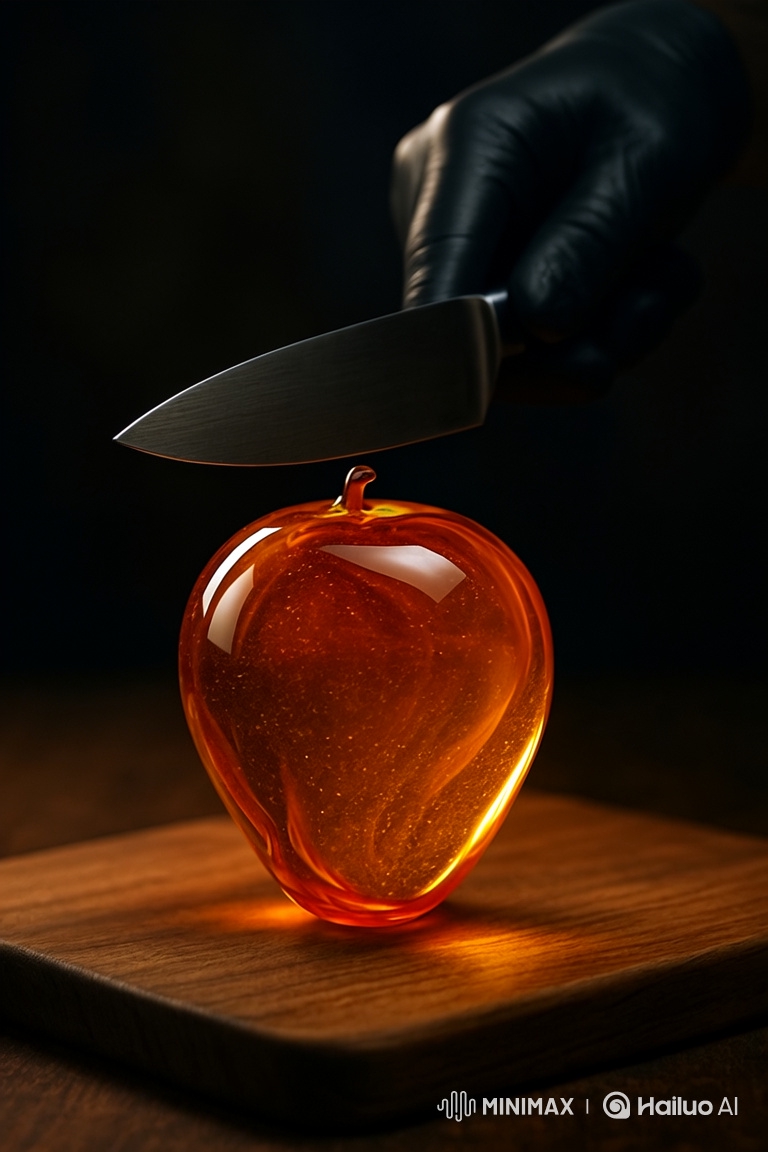 Cinematic Slow-Motion Slicing of Glass Apple