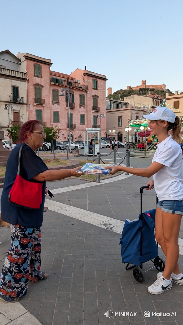 Young Woman Surprises Elderly Lady with Iguana on Head