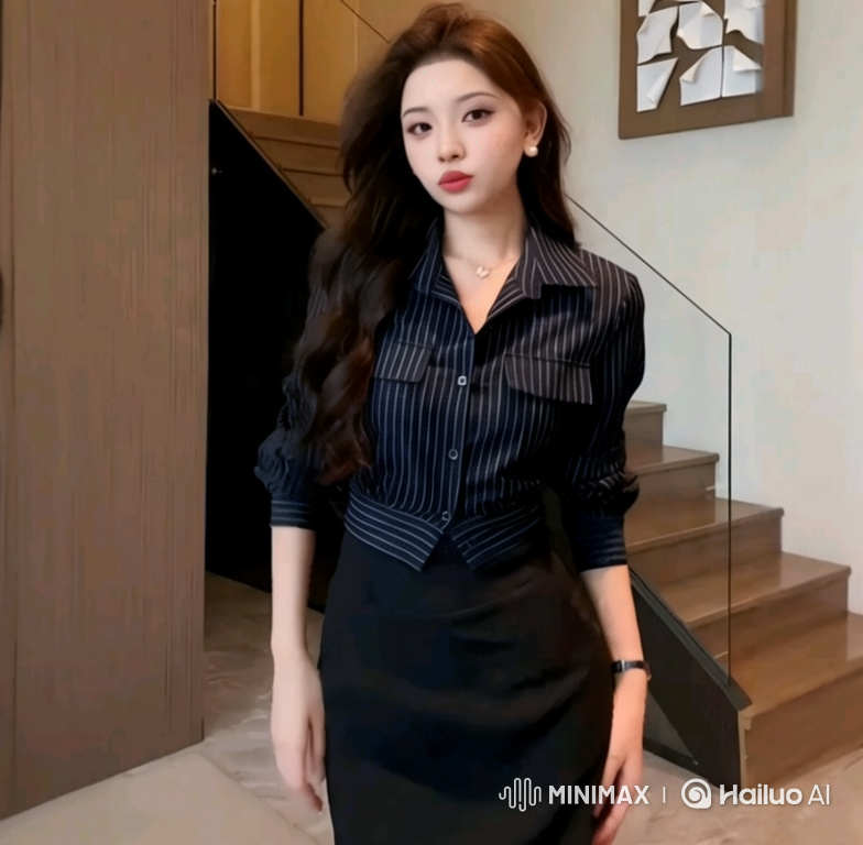 Young Model Showcases Outfit in Modern Studio