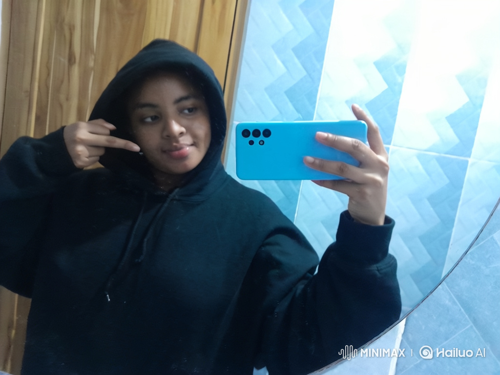 Young Woman and Little Girl Share Mirror Selfie