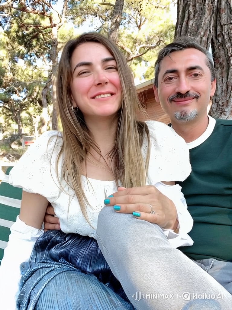 Family Happiness: Couple and Child Embrace in Nature