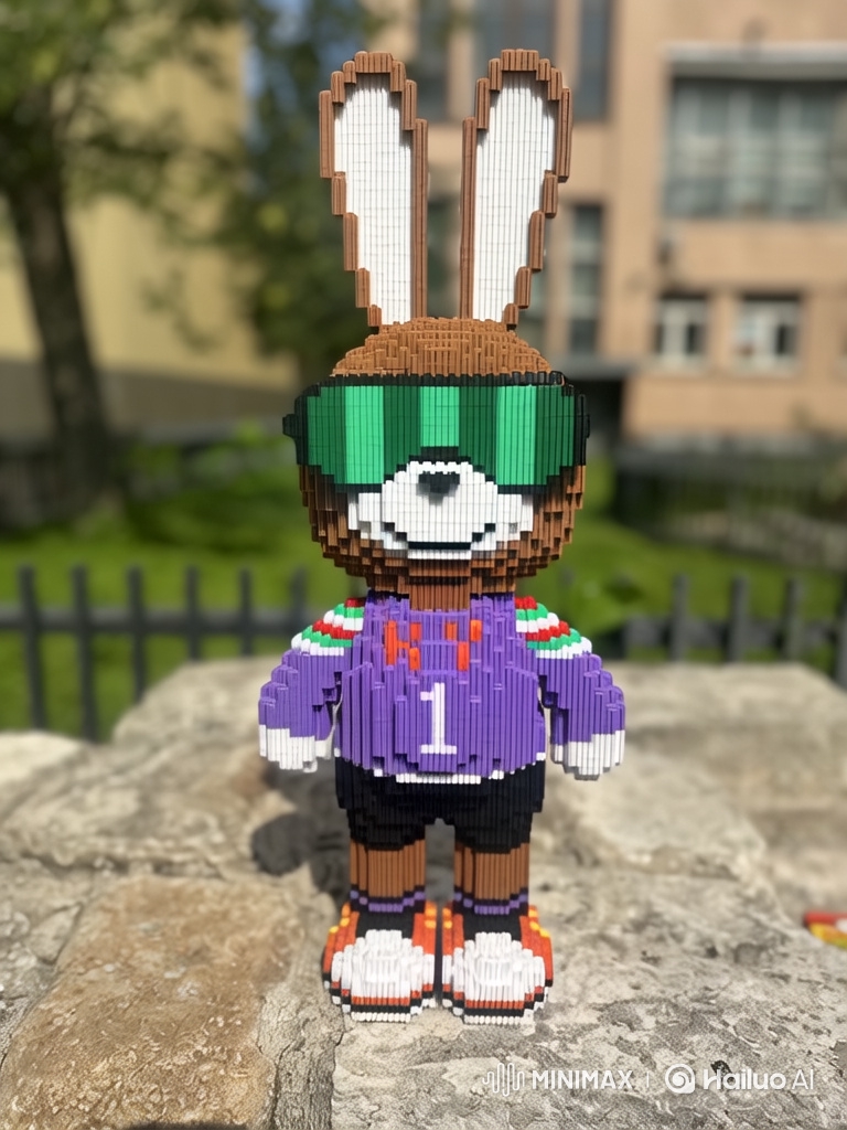 3D Voxel Rabbit Sculpture to Earth's Orbit View