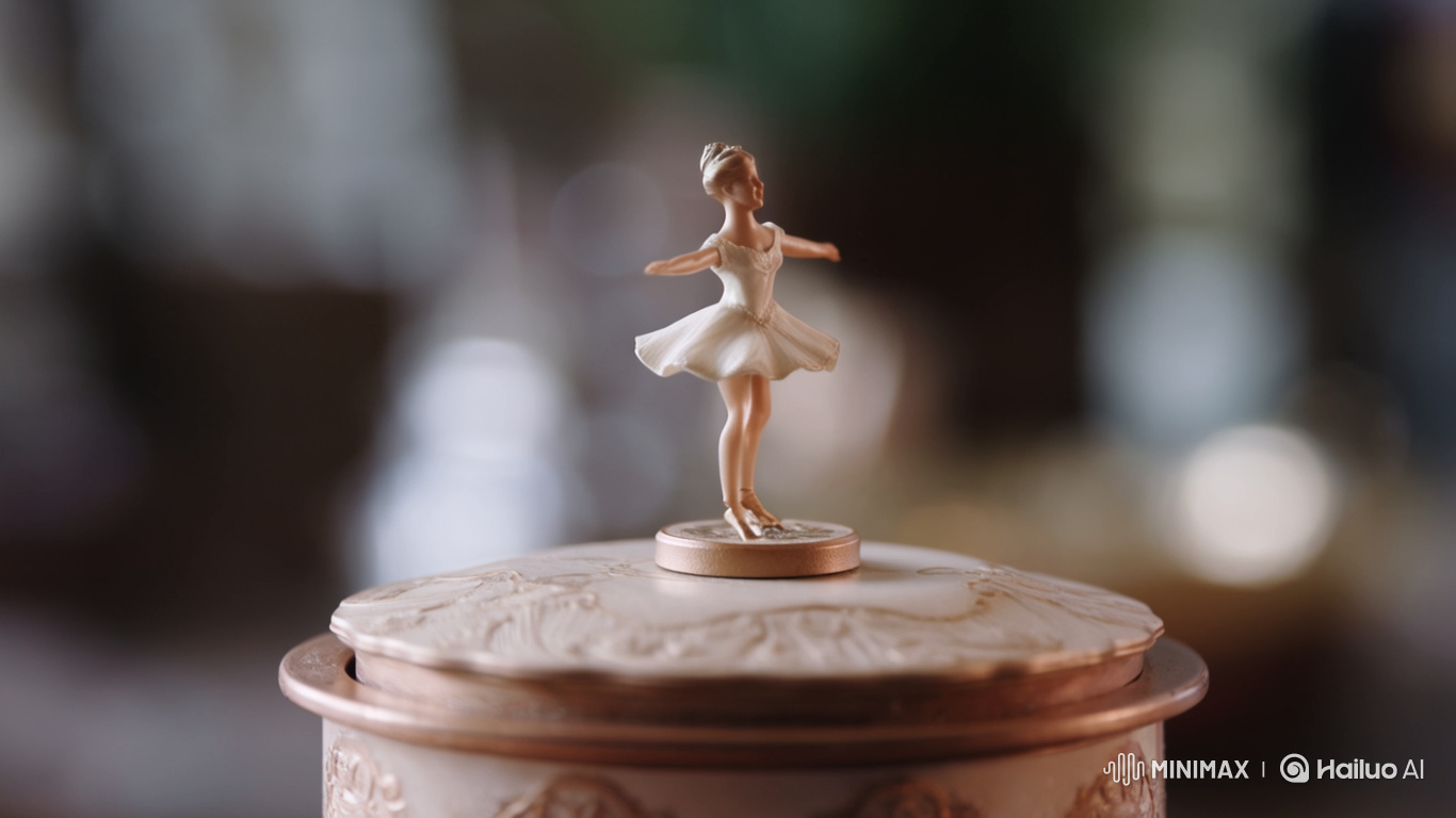 Antique Music Box: Dancing Ballerina Figurine
