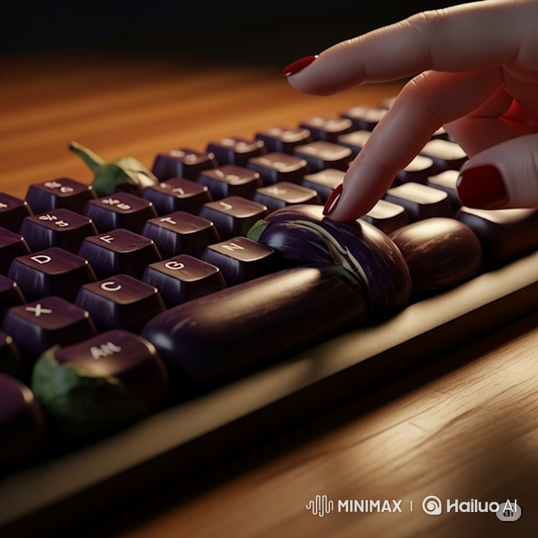 Woman Plays Eggplant Keyboard in Cinematic Macro Shot