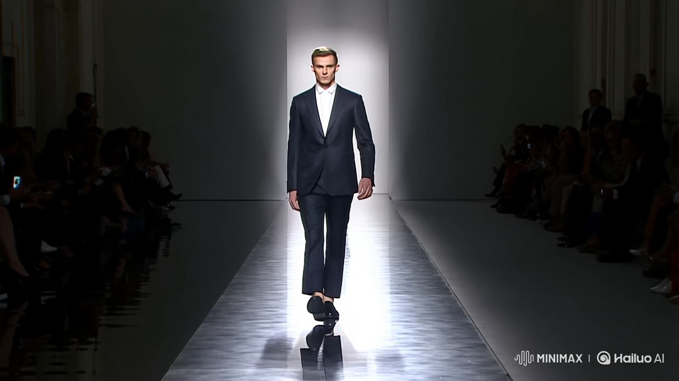 Male Model Showcases Classic Suit in TM LIMITED Fashion Show
