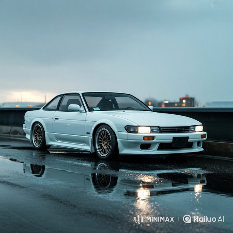 Atmospheric Drive: White Nissan Silvia S13 Rooftop Journey