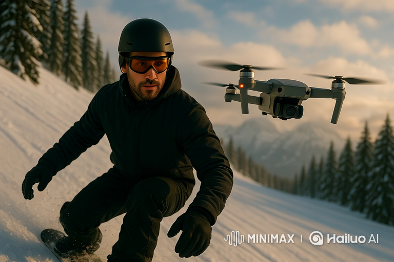 Snowboarder's Thrilling Descent Captured by Drone