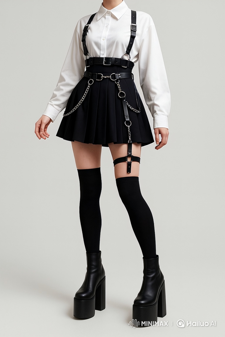 Fashion Model Showcases Stylish Outfit with Graceful Poses