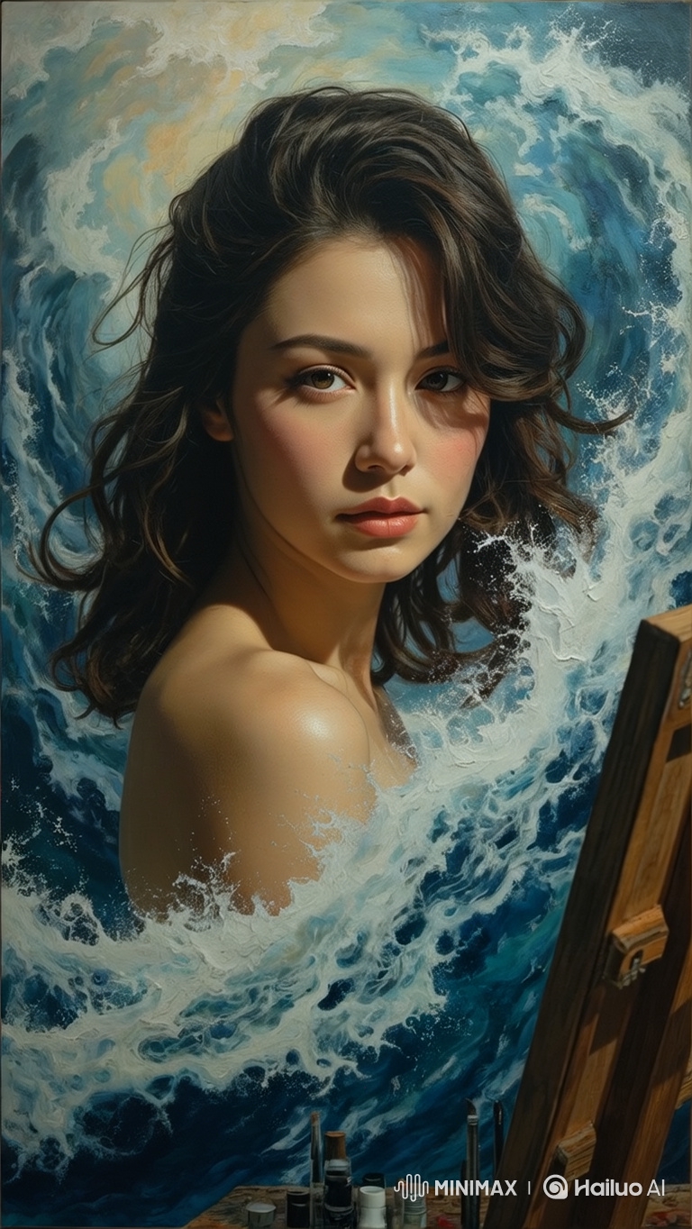 Realistic Portrait Comes Alive with Dynamic Ocean Waves