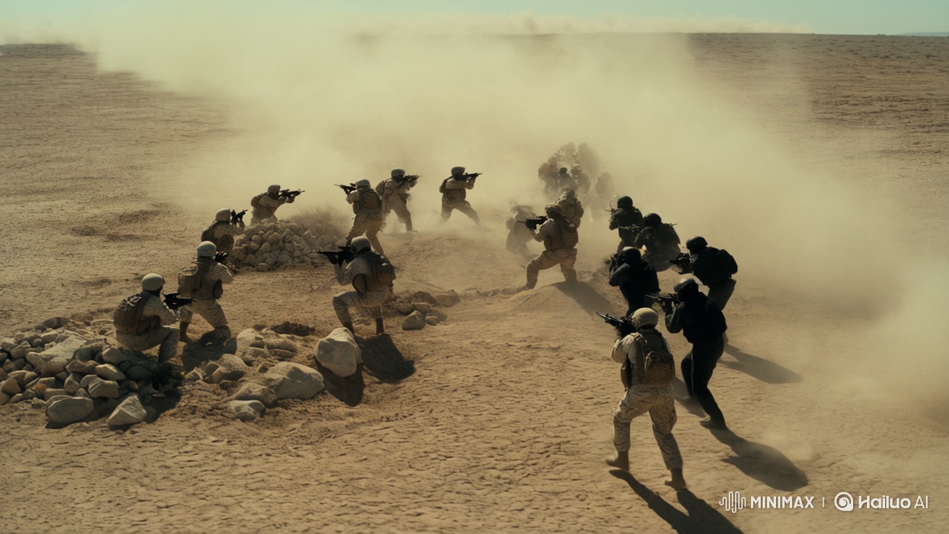Slow-Motion Desert Firefight Between Modern Militaries