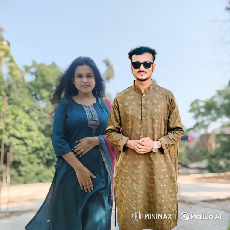 Couple Smiles Gently in Outdoor Portrait