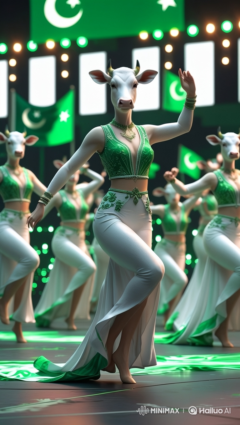 Anthropomorphic Dancers in Glamorous Routine with Confetti Finale