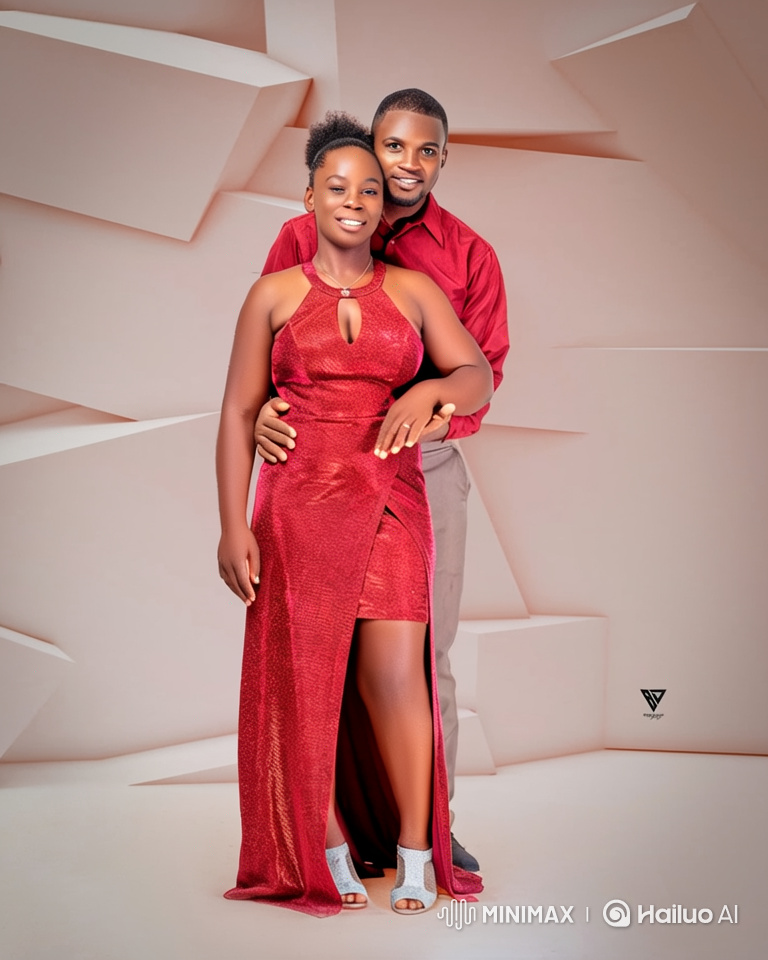Couple Poses for Romantic Studio Portrait