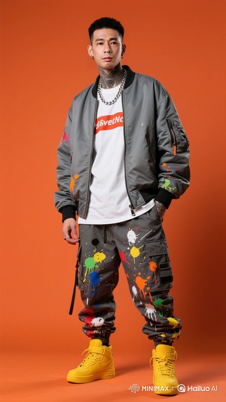 Streetwear Stylish Man Performs Modern Dance
