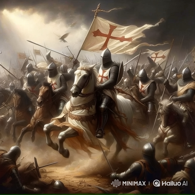 Templar Knights Charging in Stormy Battle