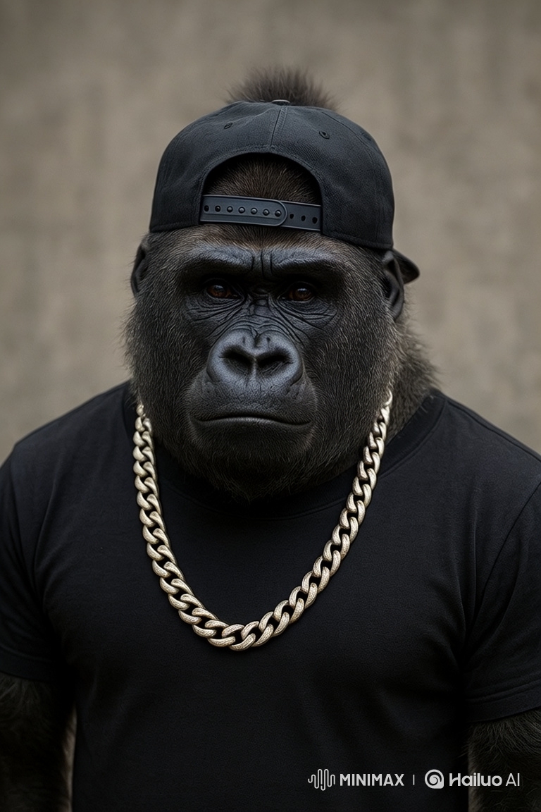 Gorilla Transforms from Serious to Energetic Dancer on Neon Stage