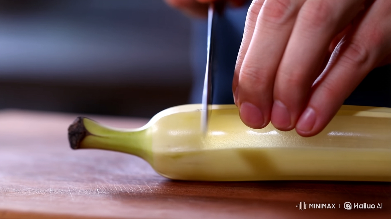 Hyper-Realistic Slow Motion Glass Banana Slice