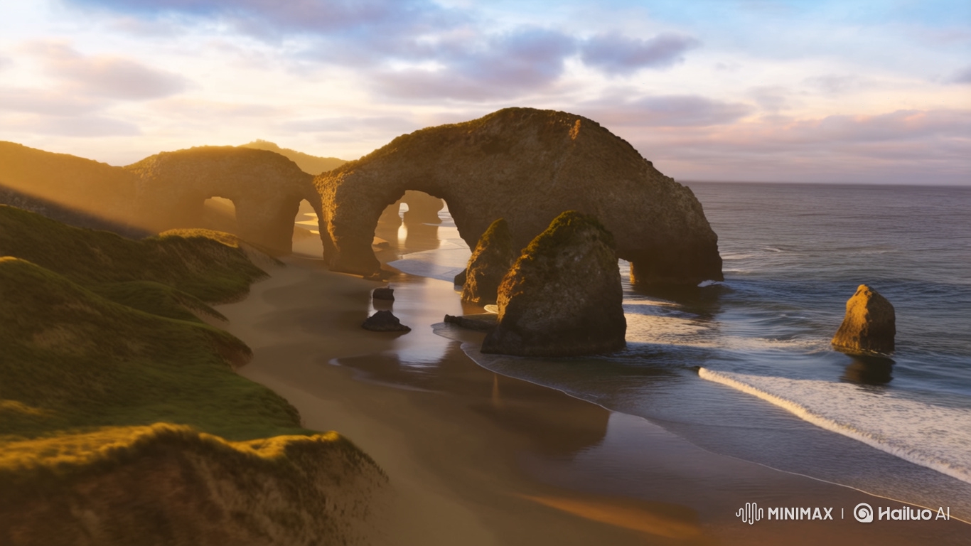 8K Cinematic Flight Through Wharariki Beach Sunset